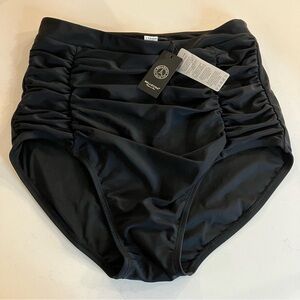 RELLECIGA Black High Waist Ruched Bikini Bottom